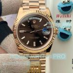 PPM 40mm Rolex Chocolate Dial Day-Date II Gain Weight 1:1 Cloned 3255 Rose Gold Watch 